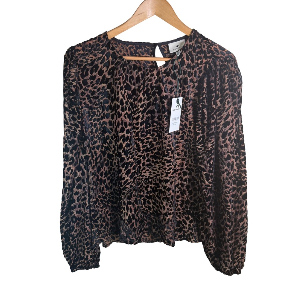 NWT Tuckernuck Leopard Burnout Blouse Women XXL Brown Animal Print Mob Wife Chic
